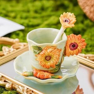 3pc Sunflower Mug/saucer/spoon set